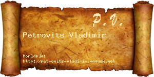 Petrovits Vladimir névjegykártya